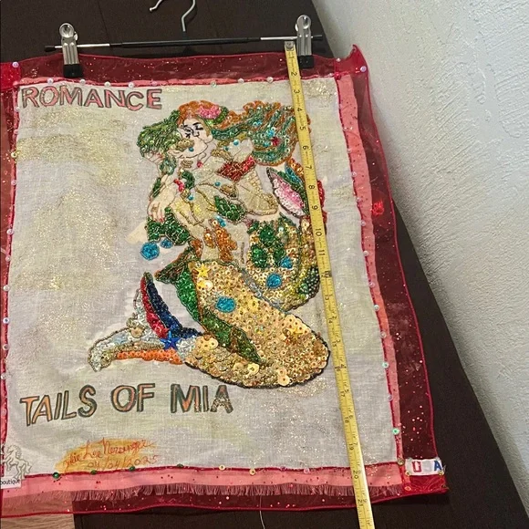 ( 0314) Romance Mermaid/Merman Colorful Beaded Wall Hanging. Unframed”16 X 20” - Picture 4 of 5